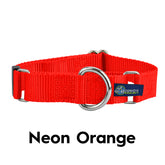 5/8" and 1" Neon Orange Nylon Martingale Dog Collar